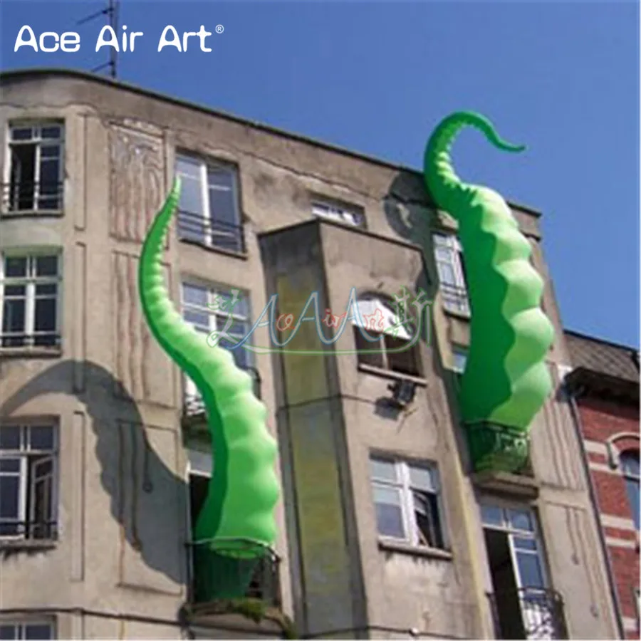 Gaint green inflatbale octopus tentacles/scary octopus feet with blower for Halloween event /outdoor rooftop decaration