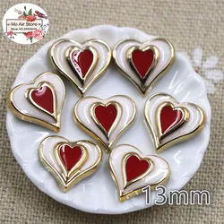 50 pz 11.5mm cuore rosso bottoni posteriori piatti giardino di casa artigianato Cabochon Scrapbooking accessori fai da te