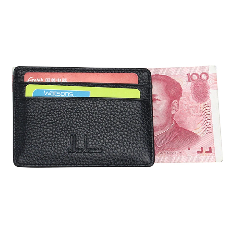 Ultra-thin Card Holder Mini wallets small Cow Leather purse High Quality Card Case With 4 Slots Fashion Style New