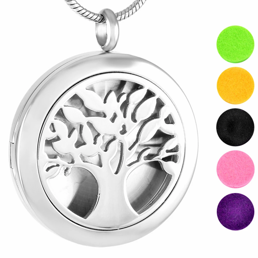 MJP0008 Aromatherapy Essential Oil Diffuser Necklace Jewelry Elegant Hypo-Allergenic 316L Stainless Steel Tree Locket Pendant