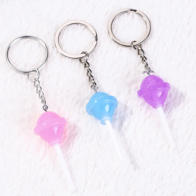 1Pc 21*57MM Lollipop Keychain Fashion Candy Handbag Keyrings For Woman Fast Food Jewelry Girl Gifts