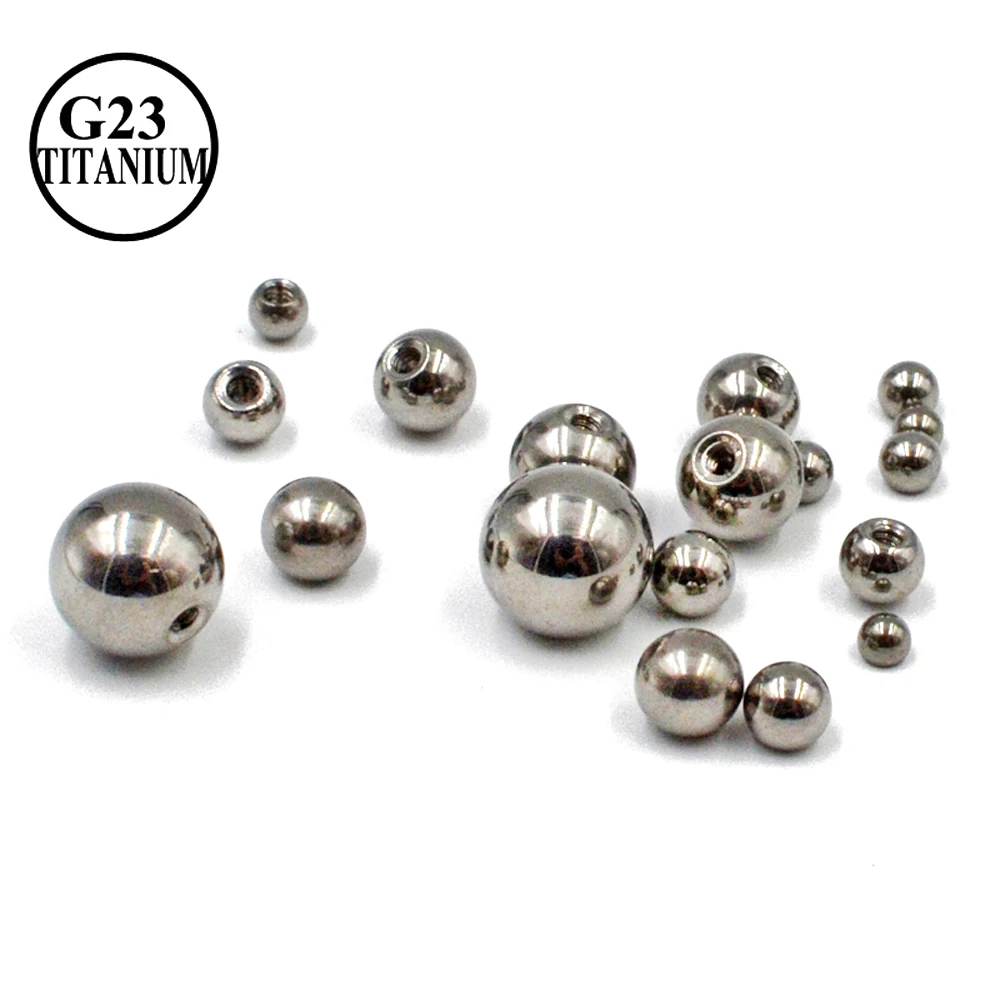 10 pcs G23 Solid Titanium Ball Piercing Screw Hole Replacement Accessories Lip Eyebrow Tongue Ear Body Piercing Jewelry 14/16G