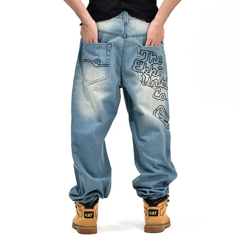Embroidery Baggy Jeans Men Denim Pants Loose Streetwear Jeans Hip Hop Casual Skateboard Pants for Men Plus Size Trousers S097