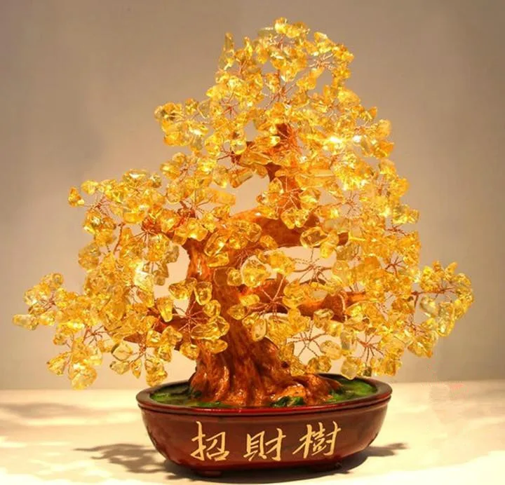 

Natural quartz yellow crystal fortune tree specimen home decoration accessories reiki furnishings and Christmas gifts