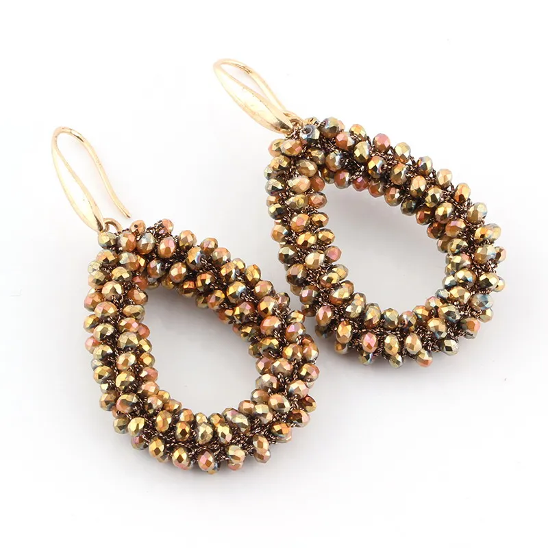 Sehuoran Dangle Earrings For Woman Big Long Earing Drop Earrings Handmade Braided Crystal Earrings Bohemian Style New Statement