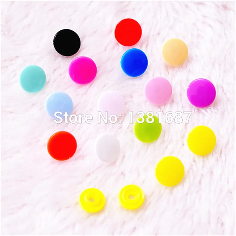 KAM 15 Colors Glossy Fastener Resin Snap Buttons T3 Caps 10 MM 150 Sets Plastic Box Packing Separately