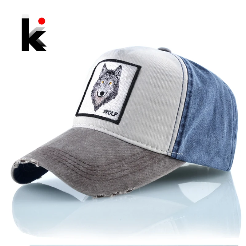 Unisex Baseball Cap Men Women Fashion Animals Embroidery Snapback Hat Spring Summer Cotton Washed denim Hip Hop Bone Casquette