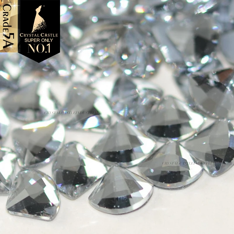 Crystal Castle Flatback Strass steine für Kleidung, 5A Best, Dreiecks form Hotfix Strass, AB Edelsteine Stein perlen, Kleber Glas Diamant – Detail 6