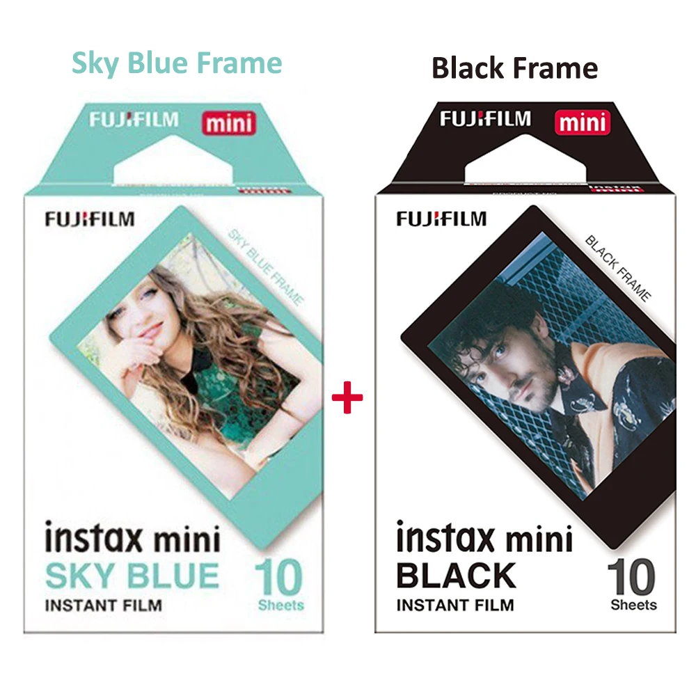 Fujifilm Instax Mini 12 Film Sky Blue Frame + Black Film for Mini 8 70 11 40 90 25 Camera SP-1 SP-2 EVO