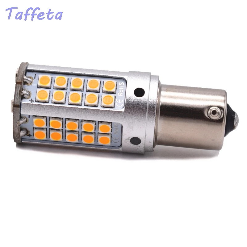 2pcs Tail Light  1156 BA15S P21W BAU15S 3030 55SMD 45W Turn Signal Brake Lamp Bulb Amber Colors 9V-30V DC