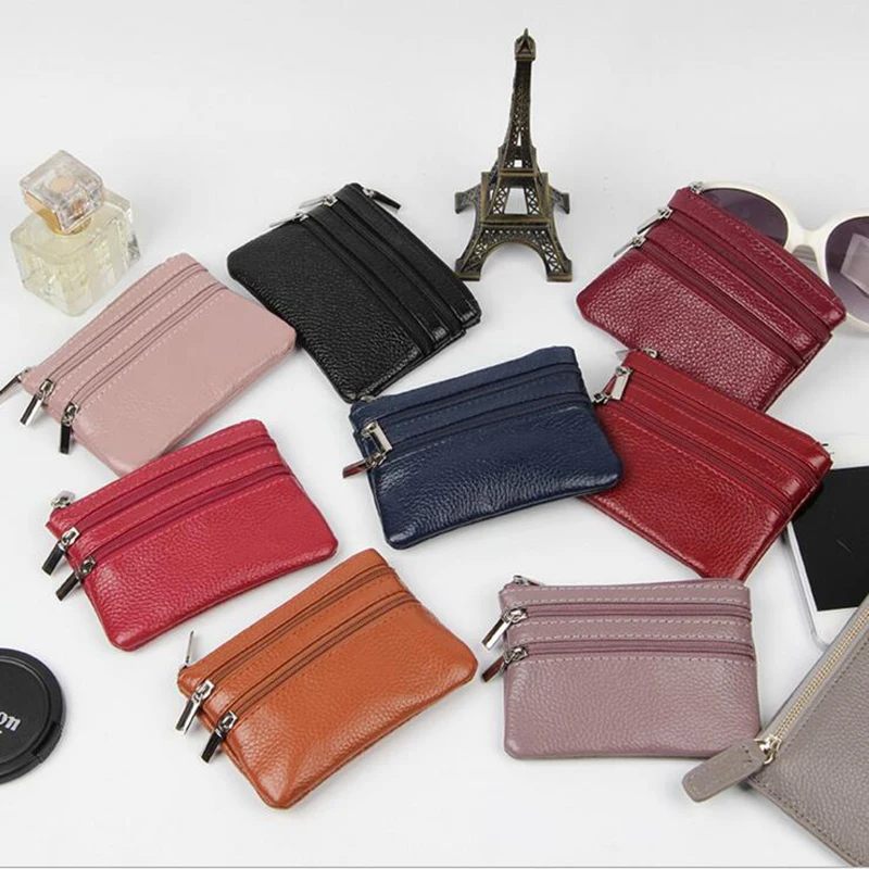 Genuine Leather Coin Purse Women Small Wallet Change Purses Money Bags Children\'s Pocket Wallets Key Holder Mini Zipper Pouch