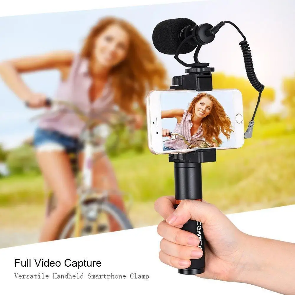 Comica Smartphone Video Kit CVM-VM10-K3 Filmmaker Handle Grip with  Video Microphone Video Rig for iPhone X 8Plus 8 7Plus