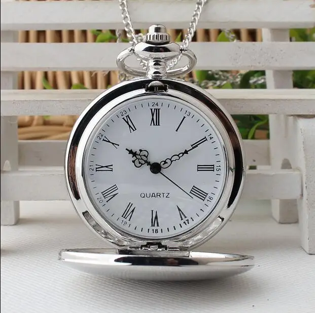 New Arrival 45MM big dial Silver Bronze Smooth Quartz Pocket Watch With Short Chain Best Gift To Men Women LJM63