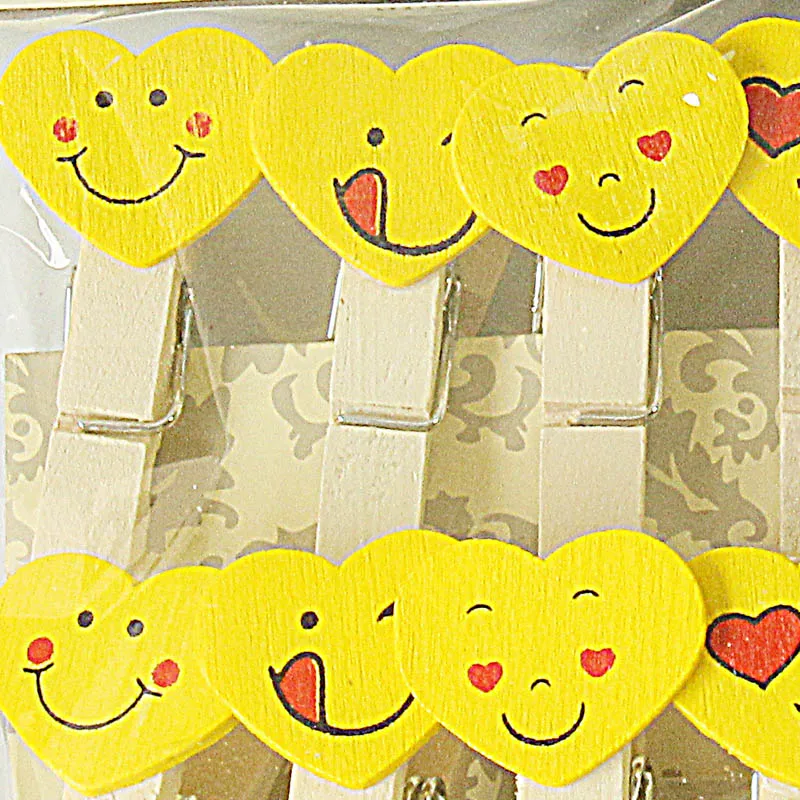 10pcs 35x7mm DIY Yellow Lovely Wood Clothes Pegs Clothespin Clips Office Party Decoration Accessories Photo Hanging Pegs