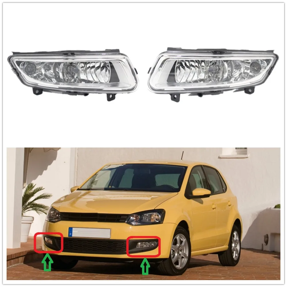 

2pcs Left & Right Fog Lamp For VW Polo 6R 6C Hatchback 2009 2010 2011 2012 2013 2014 2015 Halogen Fog Lamp Fog Light With Bulbs