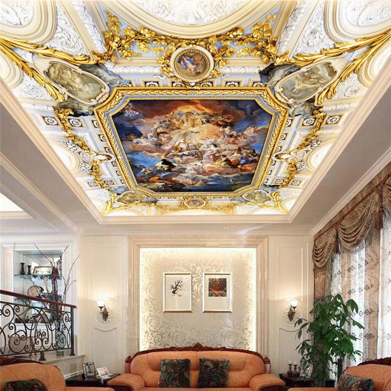 

wellyu Custom wallpaper 3D mural European angel oil painting high - end living room hotel ceiling wallpaper papel de parede 3d