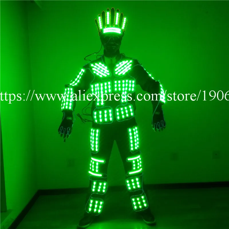 EL wire light clothing colorful led luminous robot RGB bright clothes stage performance dance wear party dress clothes