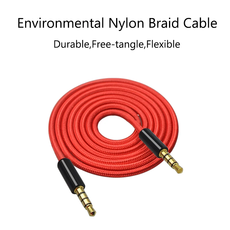 Jianhan Audio Aux Kabel 3.5Mm Jack Speaker Kabel 4 Polen Nylon Gevlochten Hoofdtelefoon Aux Verlengkabel Voor Microfoon Auto Mp3 Mp4