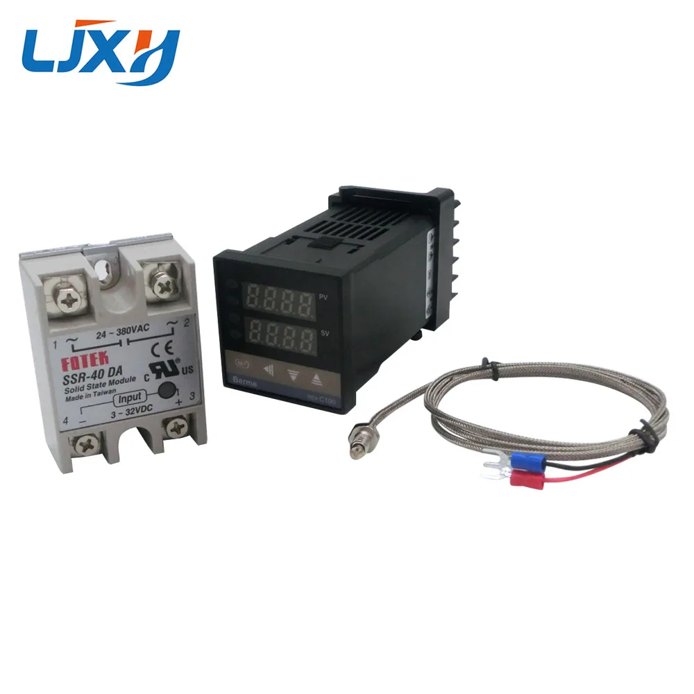 Digital PID Temperature Controller Thermostat REX-C100  Type K Thermocouple Probe  SSR Relay for Control Heater  Temperature