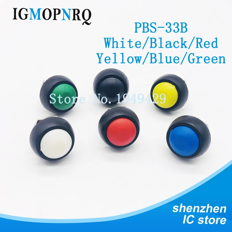 10PCS PBS-33b 2Pin Mini Switch 12mm 12V 1A Waterproof momentary Push button Switch since the reset Non-locking