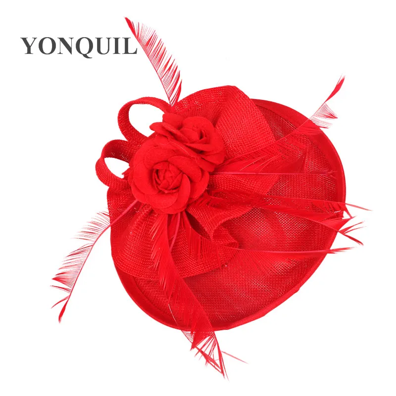 Chapeaux en plumes roses Imitation Sinamay fascinateur, pince à cheveux, accessoires de bandeau pour cheveux, décoration de fête pour dames, couvre-chef à la mode