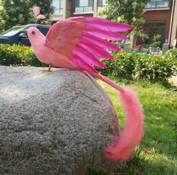 

creative simulation wings bird model foam&furs pink bird toy gift about 45x50cm 2849