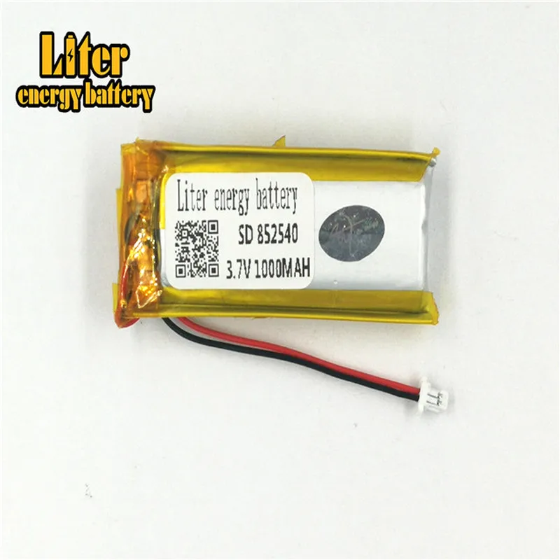 1.0MM 2pin connector Lithium Battery 3.7V 852540 1000mah Rechargeable Battery for  e-books GPS PDA li po battery