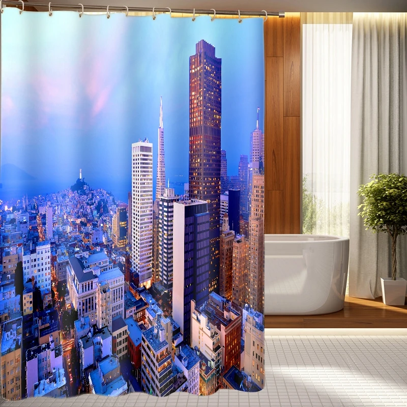 3D shower curtain seaside sun Scenic pattern Polyester Fabric Waterproof Shower Curtain Eco-Friendly Bathroom Curtain Home