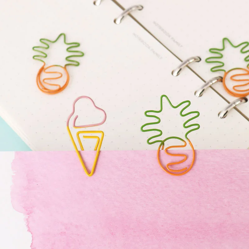 Imagem -03 - Tutau-kawaii Abacaxi e Ice Cream Lâmpada em Forma de Metal Clipe de Papel Bookmark Criativo Papelaria Escola 10 Pcs por Lote H0281