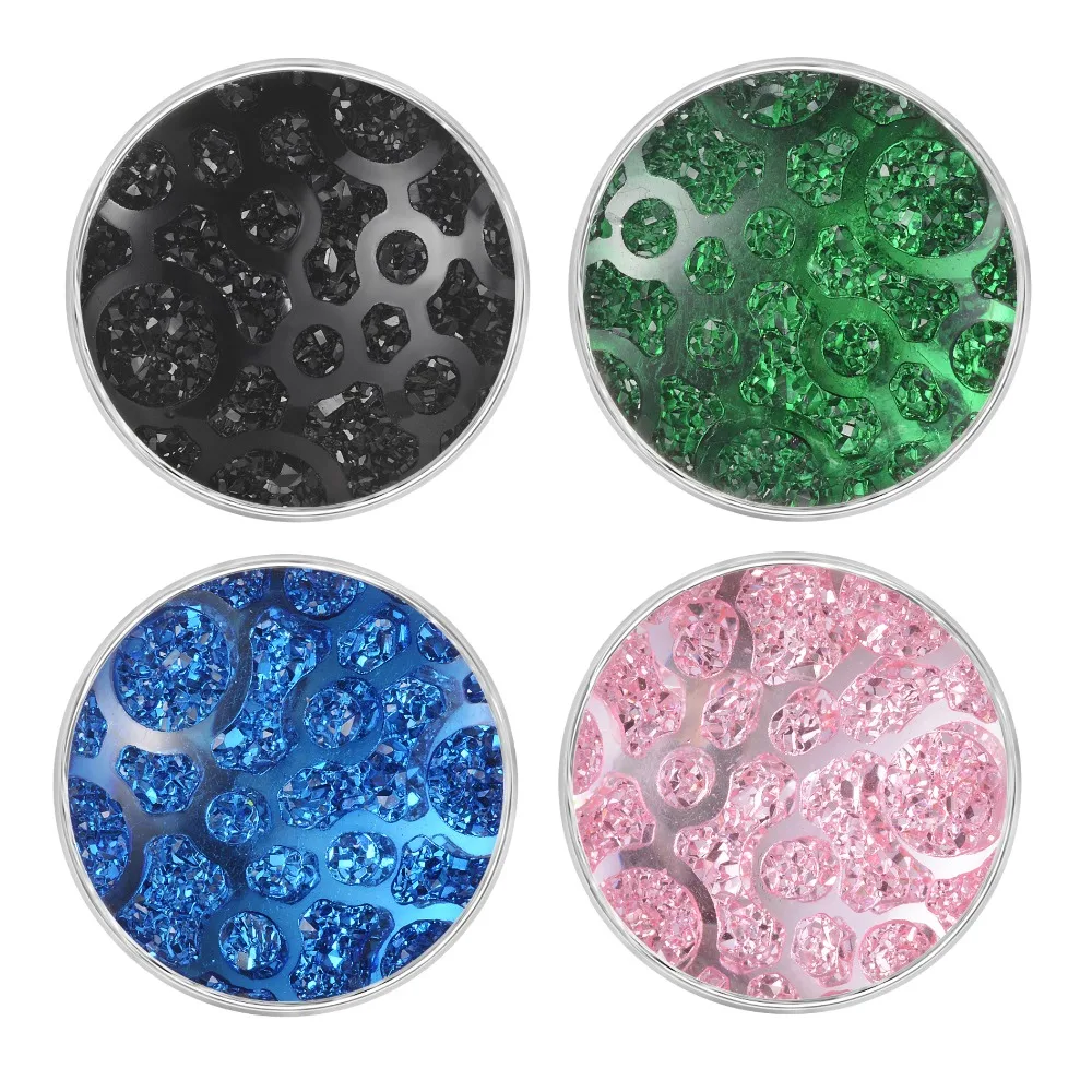 4 Colors Gradient Resin Ginger Snap button Charms With Copper Metal Base Fit 18mm Snap Jewelry Vn-1997