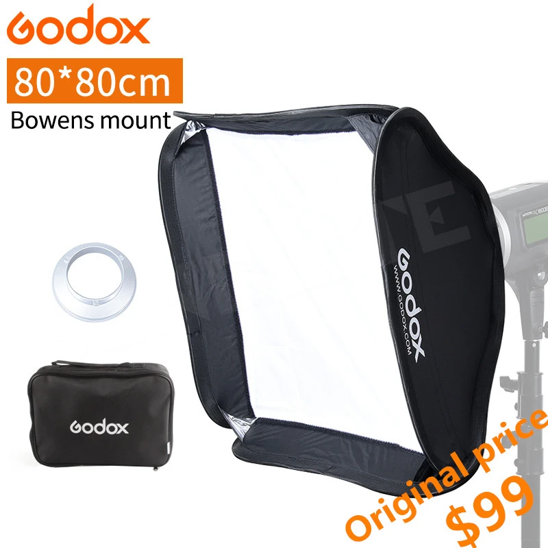 

Godox 80x80cm 32*32" Softbox Soft Box with Bowens Holder + Front Diffuser + Carry Bag for Camera Photo Studio Flash Light