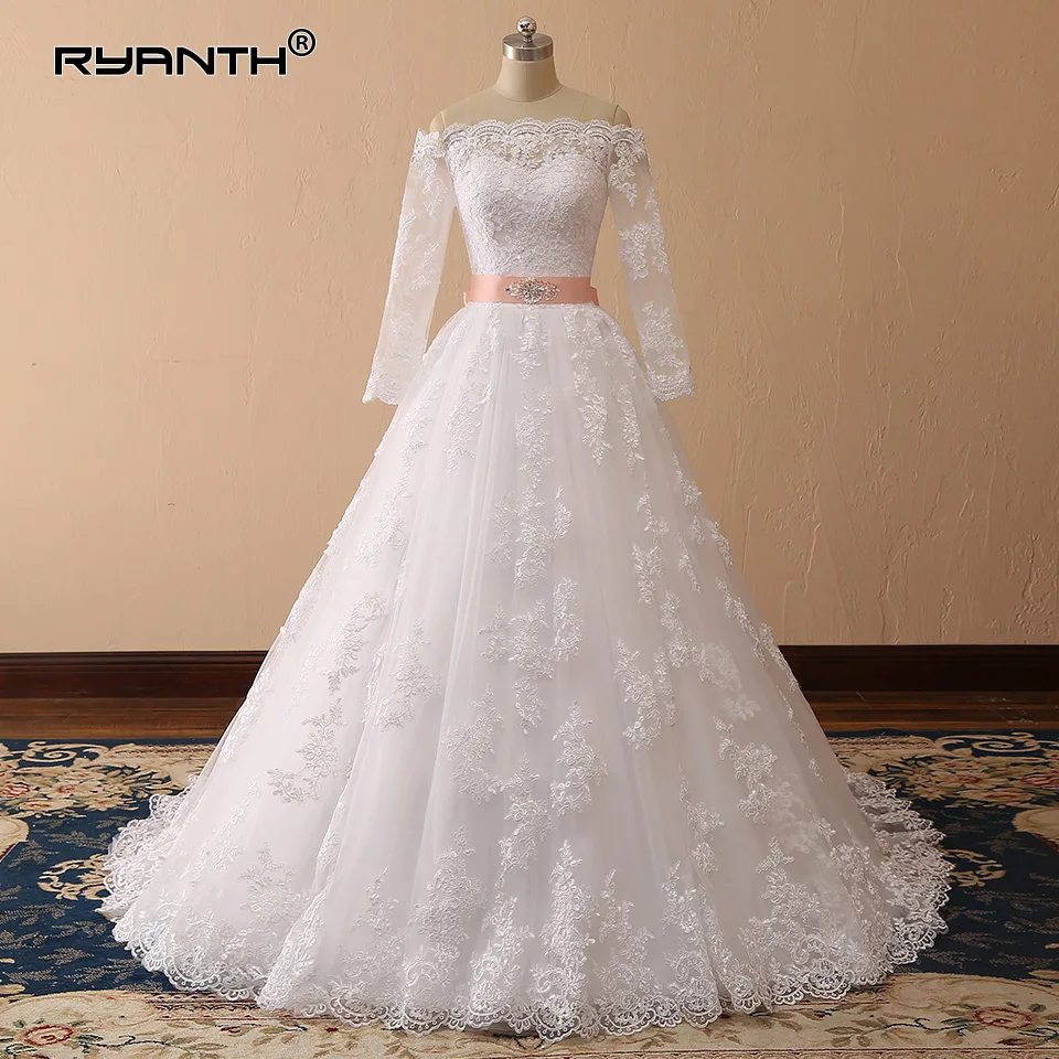 Vestidos De Novia 2019 Vintage ลูกไม้แขนยาวชุดบอลชุดแต่งงานชุดเจ้าสาวชุดแต่งงาน Vestido De Noiva Robe De mariage