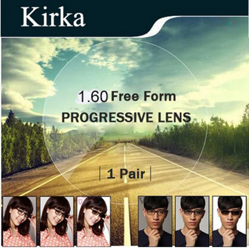 Kirka Multifocal 1.60/1.67 Progressive Photochromic Lens Optical Glasses Lenses Color Change Grey/Brown Color