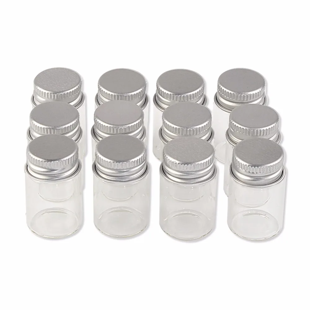 100 pcs 22x35 mm 6ml Aluminum Screw Cap Mini Glass Bottles Wishing Stars Bottles Travel Cosmetic Vials New Arrival