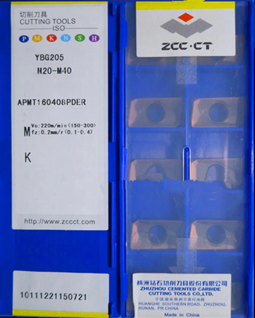 APMT1135PDR YBG205  APMT160408PDER YBG205 100% original Zcc.ct Carbide insert Processing: Stainless steel