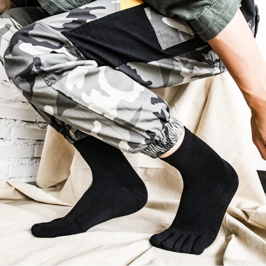 5 Pairs Winter 5 Finger Terry Socks Short Man Cotton Solid Thick Thermal Keep Warm Business Simple At Home Floor Sleep Toe Socks