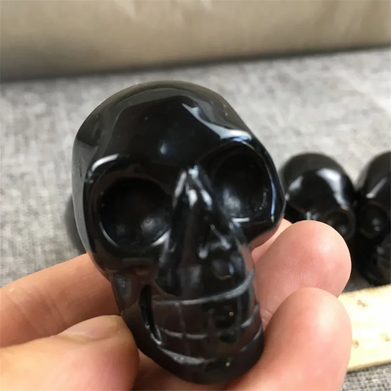 ธรรมชาติ obsidian คริสตัลควอตซ์ skull hand แกะสลัก reiki healing 1 ชิ้น