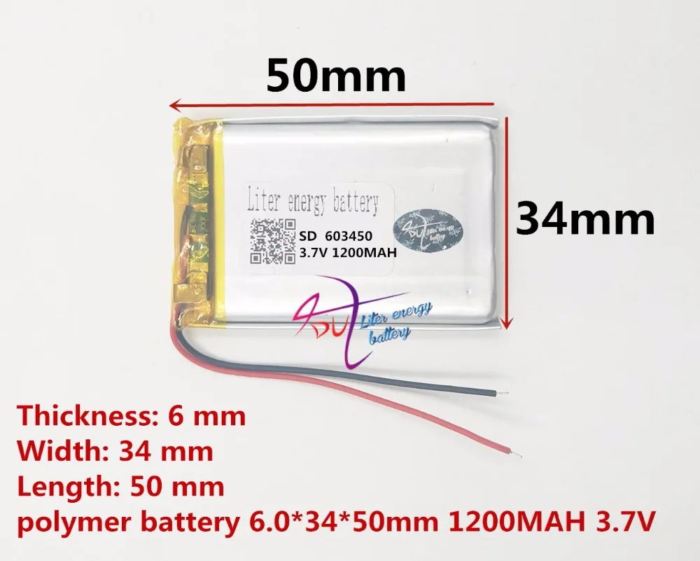 Batería de polímero de litio con Placa de protección para MP3, MP4, MP5, GSP, producto Digital, tamaño 603450, 3,7 V, 1200mah, la mejor marca