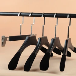 10 pcs/lot Black Wooden Flocking Hanger for Coat Retro Solid Wood Clothes Hangers Anti-skid Should Clothing Hanging No Trace