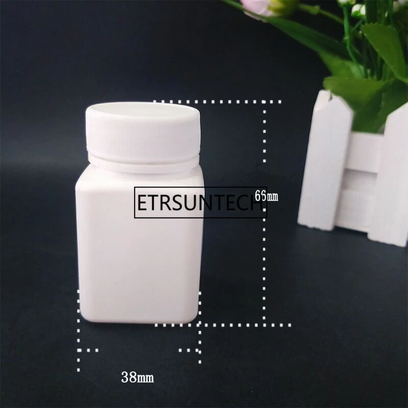 50ml PET plastic bottles square vase white powder solid bottle capsule tablets subpackage bottle F1270