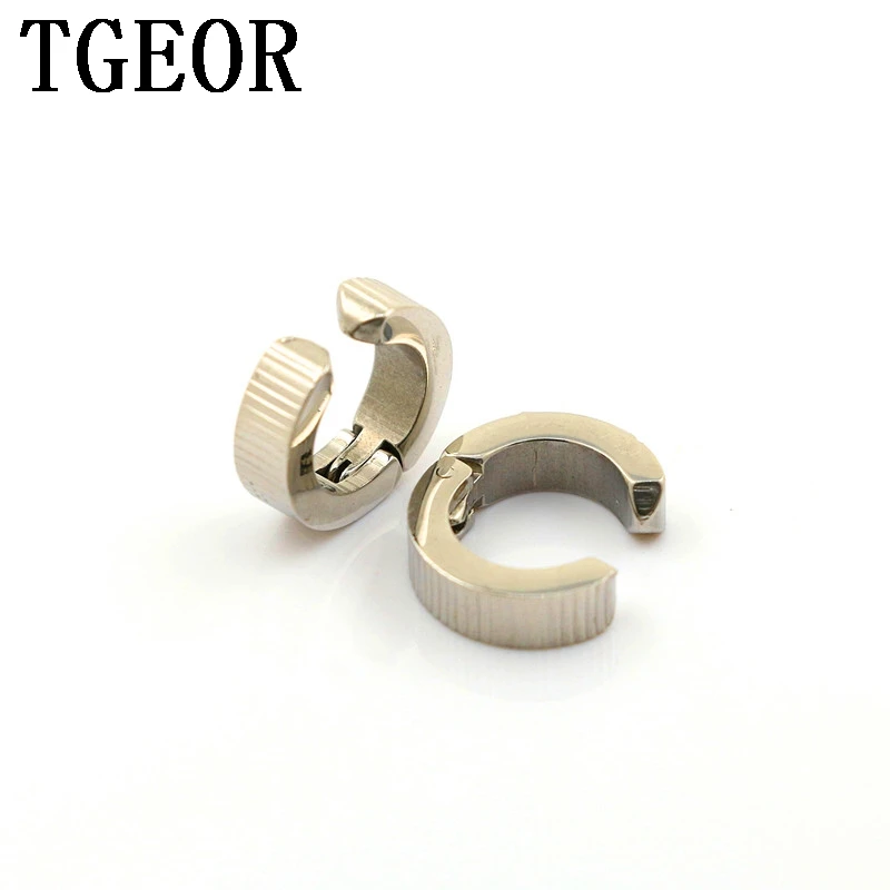 Hot 20pcs surgical stainless steel Small hoop Backing 4*9mm surface stripe ear cuff claw fake Earring Free shipping