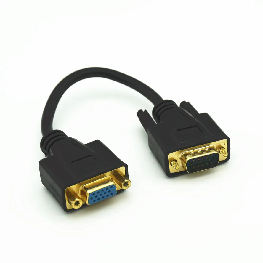 Kabel Ekstensi VGA Ke VGA Premium Tinggi Kabel Pendek VGA Berlapis Emas Kabel VGA Jantan Ke Betina 20CM