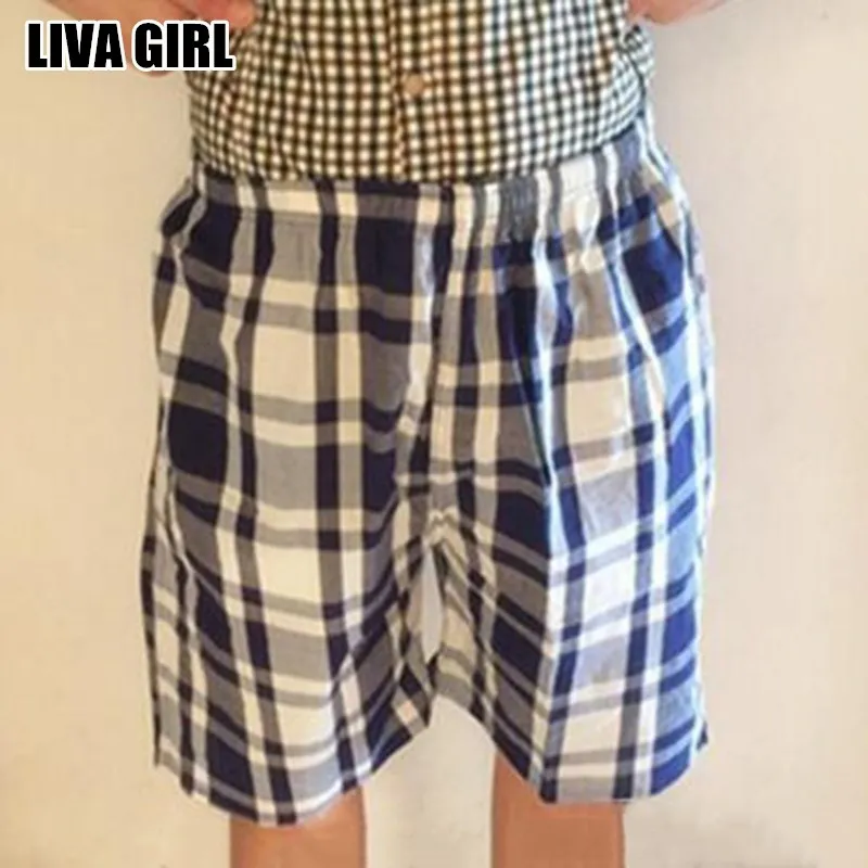 Liva Girl Summer Casual Men Shorts Beach Board Plaid Pattern Shorts Soft Breathable Cotton Plus Size 3XL For Male Clothings