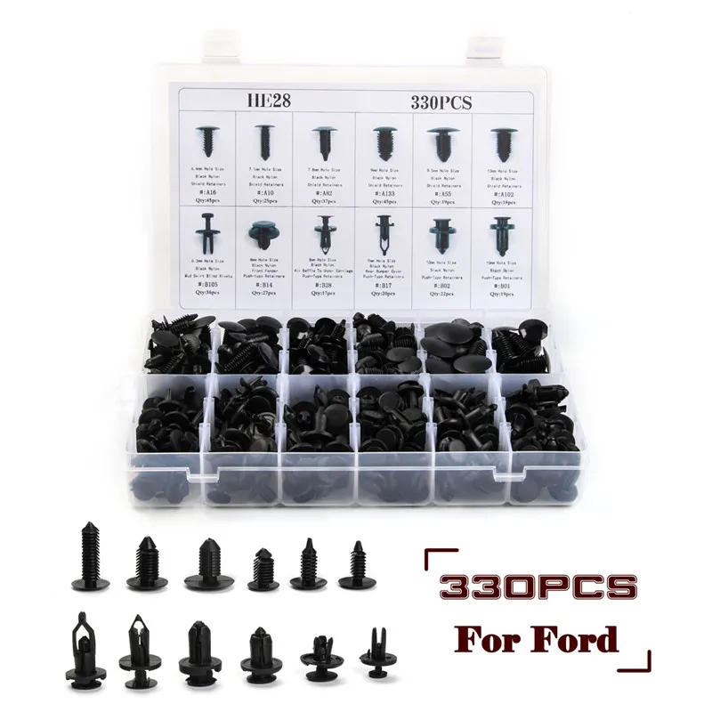 

Universal Auto Fastener Car Bumper Rivet Clips Push Engine Cover Fender Retainer 330PCS for Automobile Panel Push Fastener Kit