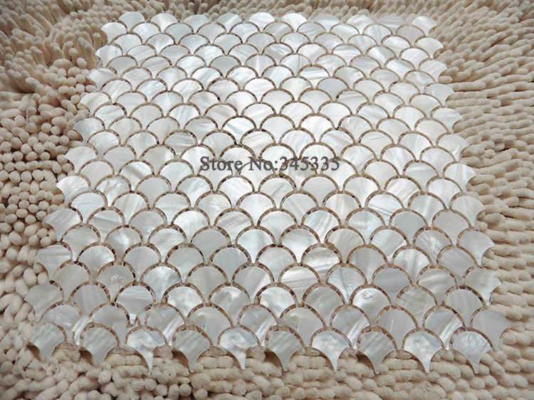 

fish scale pure white shell mosaic tile fan mother of pearl wall kitchen backsplash wallpaper background wall mosaic tiles