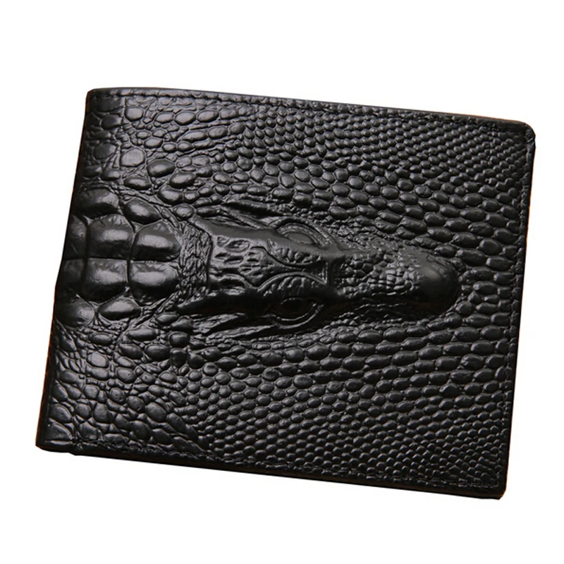 New Fashion Solid Genuine leather Men wallets Crocodile designer Man Short Purse card holder for male