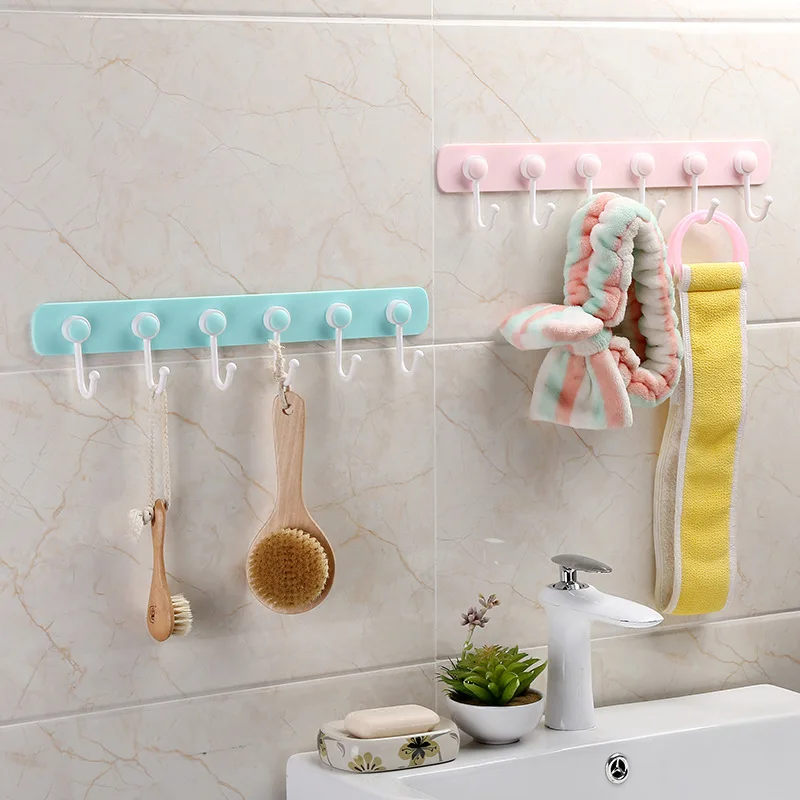 Multifunction Kitchen Storage Hook Holder 6 Hooks Wall Door Holder Hanger Rack For Spoon Scoop Bathroom Kitchen Organizer