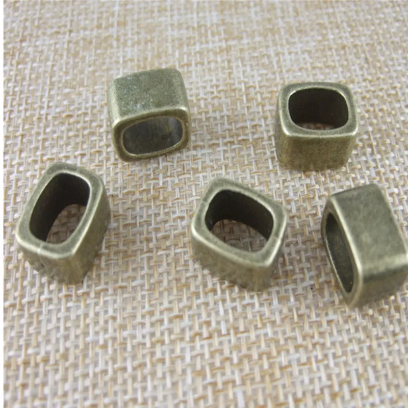 50pcs/lot Antique Bronze 10x7mm Licorice Sliders Spacer Beads For Thick Licorice Leather