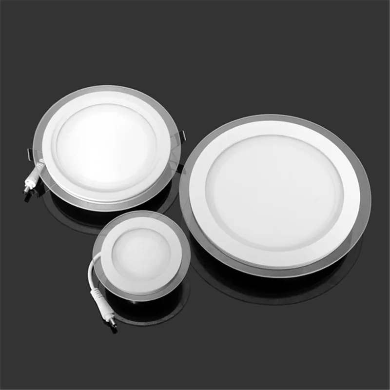 Round LED Ceiling Light 6W 9W 12W 18W Recessed Panel Ceiling Lamp Glass edge design AC110V 220V Indoor Lighting Decoration