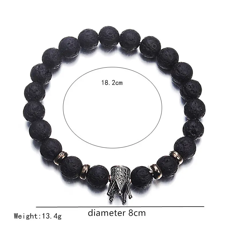 Hot Fashion Men's and Women's Bracelet Volcanic Stone Crown Elephant Sun Charm Bracelet Jewelry Suitable for Summer Beach Gift